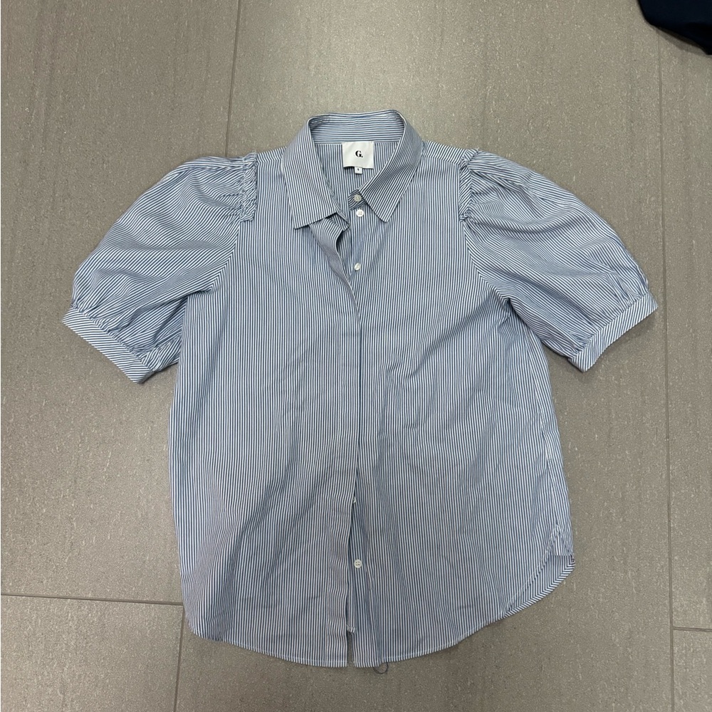 Goop (G. Label) Blue Striped Women's Button Down Shirt